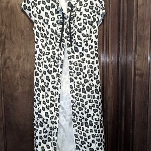 Leopard print black and white mini dress